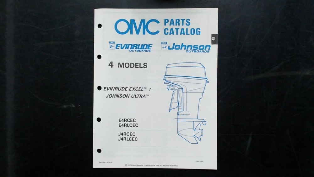 OMC Evinrude Johnson 4 Models Parts Catalog 432876 1989 Outboards