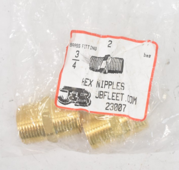 Lot of 2 JBFleet Hex Nipples 3/4″ Fittings 23007 2 Way Outlets Replacements