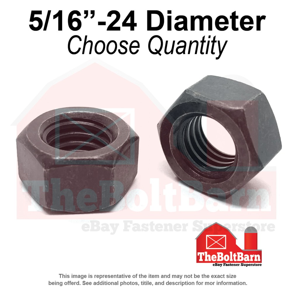 5/16″-24 Grade 8 Finished Hex Nuts Plain Fine Thread (Pick Quantity)