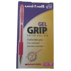 Sanford Uni-ball Gel Comfortable Grip Roller Ball Pen Medium 0.7mm Pink – 12Pck