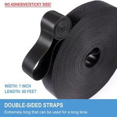 1 in x 60 ft Hook and Loop Roll | Double-Sided Strips, Self-Gripping Straps |…