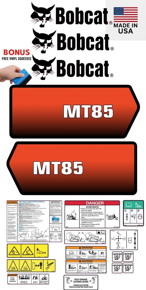 Fits Bobcat MT85 Decal Kit MINI Skid Steer / safety decals 3M VINYL