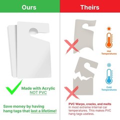 MESS Large Thick Parking Permit Hang Tags 100 Pack White 3x5in Car Mirror Pass