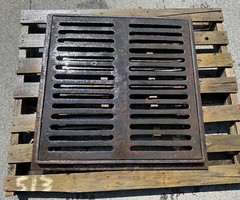 Unused Cast Iron Storm Drain Catch Basin Frame With Grate 32.5” X 32.5”