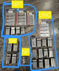 (LOT OF 25 SETS) Ridgid Pipe Threading Dies NPT, UNC, UNF, NF, Coarse & Fine Uni