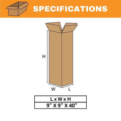 8x8x30″ SHIPPING BOX STRONG CORRUGATED TALL FOR GOLF CLUBS LAMPS CARPET 25 PACK