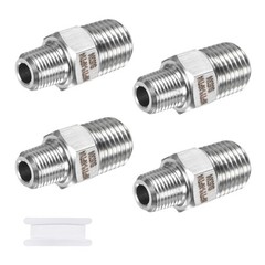 4-Pack 304 Stainless Steel 1/4″ NPT Male x 1/8″ NPT Male Hex Nipple Pipe Fitting