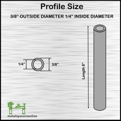 Aluminum Spacer-Tubing- 3/8″ OD x 1/4″ ID x 8″ Long–Fits M6 or 1/4″ Bolts