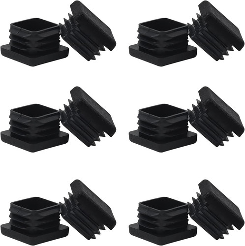 WZB 1 1×1 Square Tube End Cap Plastic Plugs 12 Pack, 1 Inch Black