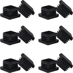 WZB 1 1×1 Square Tube End Cap Plastic Plugs 12 Pack, 1 Inch Black