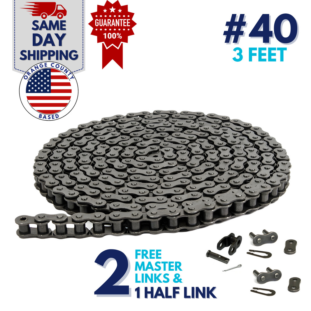 Jeremywell #40 Roller chain 3FT with 2 Connecting Links and 1 Offset Link