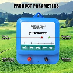 ATMOREA 4.5J 12KV AC Powered Fence Charger Up to 12KM Electric Fence Energizer