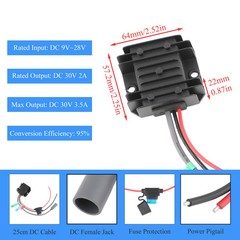 30V DC Boost Converter 12V/24V to 30V 3.5A Step Up Module Fused DC Cable 3-20m