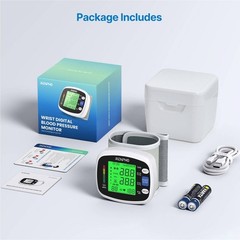 RENPHO Blood Pressure Monitor Wrist Rechargeable Heart Rate Machine Large Displa