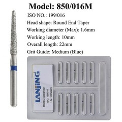 Dental Diamond Burs FG 850/016M Medium Round End Taper Bur High Speed Burr 10/PK