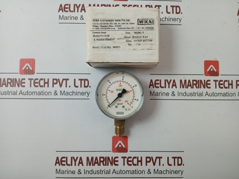 WIKA 111.10.63 Pressure Gauge 28 KG/CM2 & 400 PSI
