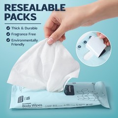 60 XL Shower Wipes – Body for Adults 1 Count (Pack of 60), White