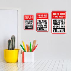 Portrait Round Plus To Be Old And Wise You Must First Be Young And Stupid Sign
