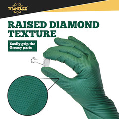 Heavy Duty Nitrile Gloves, 6 Mil Dark Green Raised Diamond Texture, Mechanic Dis