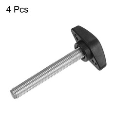 4pcs M8x50mm Male Thread Tee Wing Knob Thumb Screw Clamping Knob Grip Black