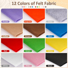 12 Rolls 8″x35″(20.5x90cm) 1.4mm Thick Soft Felt Fabric Sheet 12 Assorted Col…