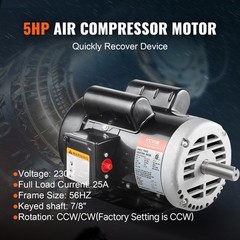 VEVOR 5HP Air Compressor Electric Motor 230V 3450RPM 56Hz Frame CW/CCW Rotation