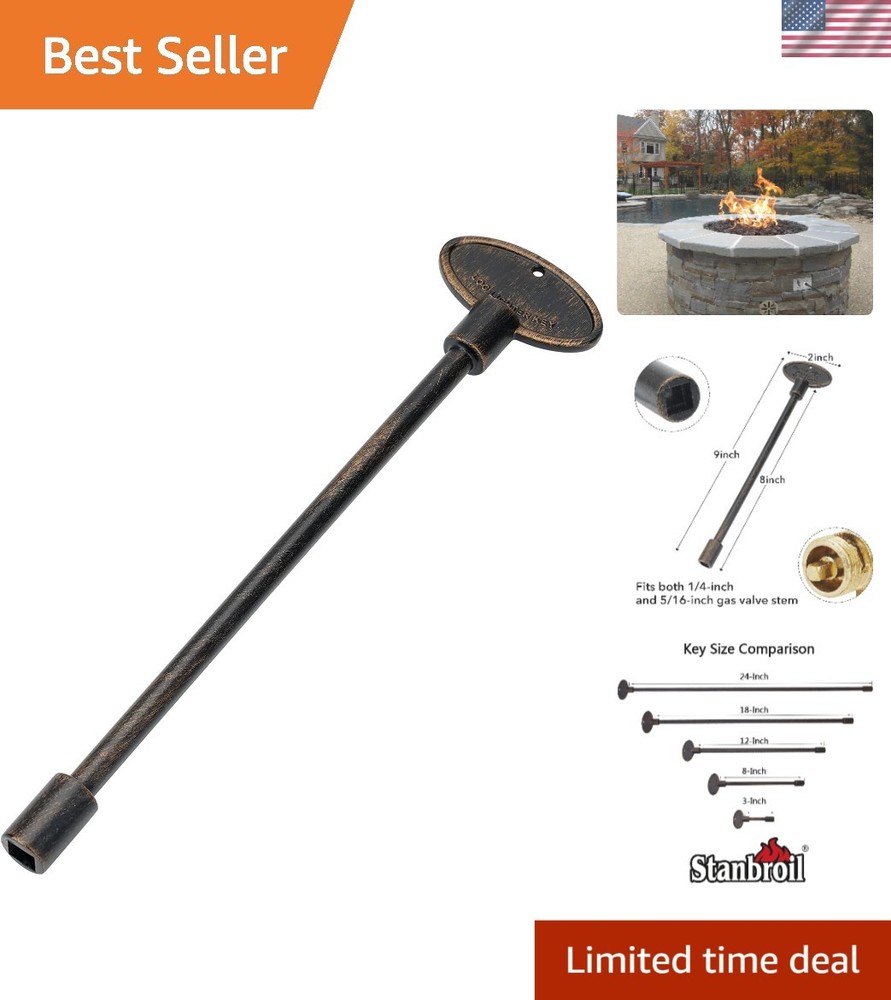 Elegant 8-Inch Gas Valve Key in Antique Copper – Universal Fit for Fireplaces