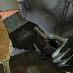 12 PAIR – SHOWA ATLAS FIT 370B BLACK NITRILE FLEXIBLE WORK GLOVES-FREE SHIPPING!