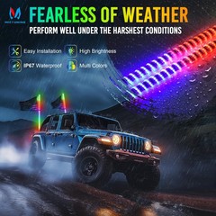 Mictuning 3Ft Cob Whip Lights Rgbic Chasing Appremote Control Rocker Switch 4