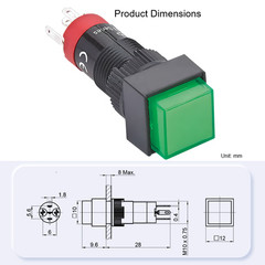 10mm 1NO1NC illuminated Latching Square Plastic Push button Switch (LAS3F-11Z)CE
