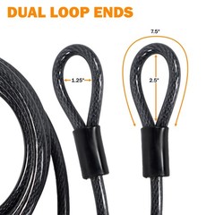 Lumintrail 12mm (1/2 inch) Heavy-Duty Security Cable, Vinyl 25-FT, Black