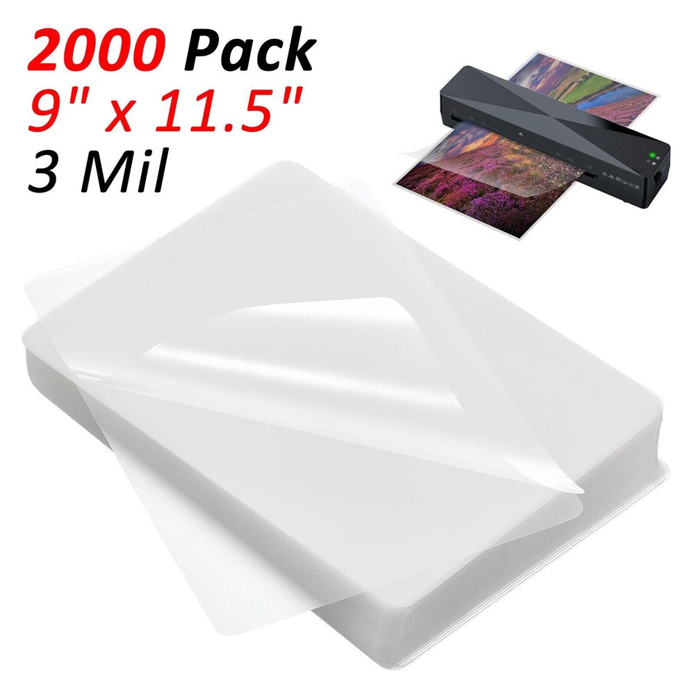 2000 Pack 9″ x 11.5″ Clear Thermal Pouches Letter Size Laminating Sheets 3 Mil