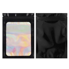 100/200 PCS Holographic Mylar Foil Bag Resealable Ziplock Pouch Packaging Clear