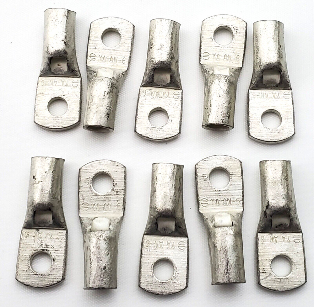 Lot of 10 Burndy YAV6CL1 #6 AWG #10 Stud Short Barrel Crimp Lugs