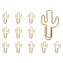 12Pcs Paper Clip, Cactus Shape Paper Clip Small Cute Bookmarks, Gold