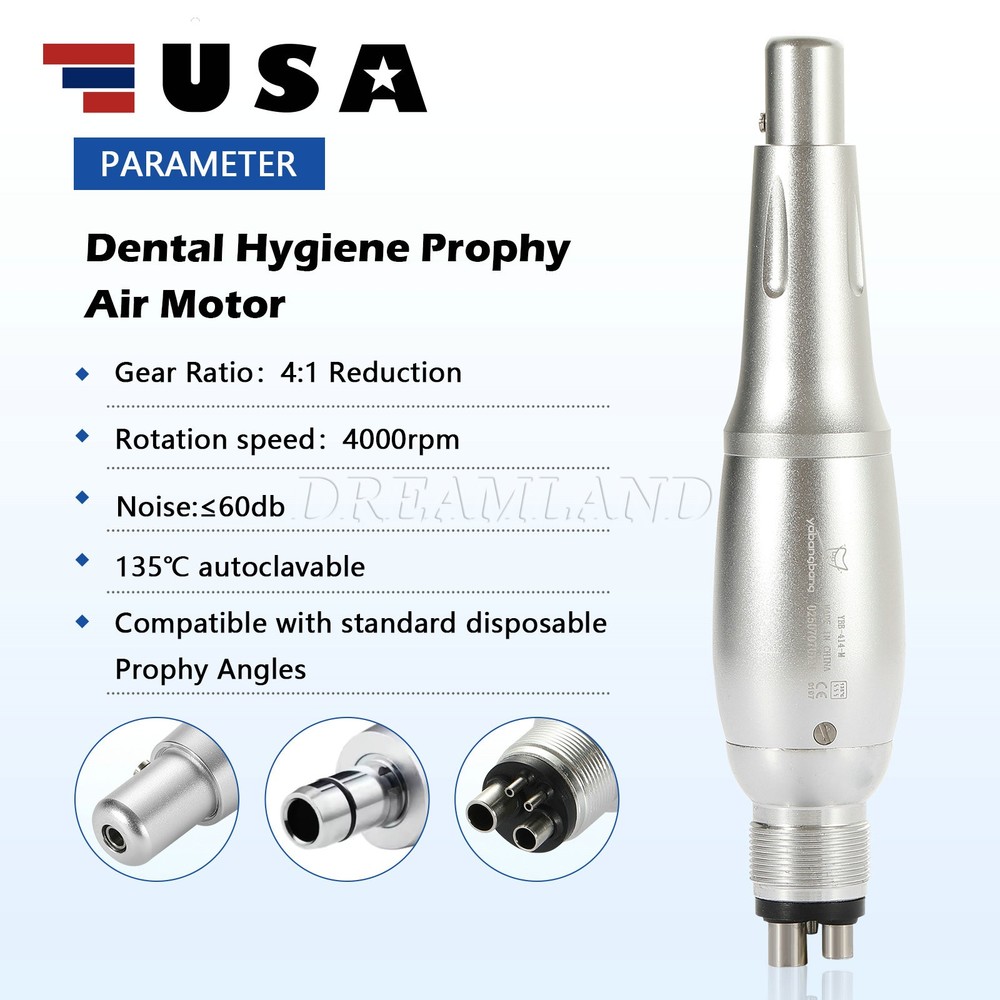 360° Swivel Dental Hygiene Prophy Handpiece Air Motor 4 Hole 4:1 Nose Cone