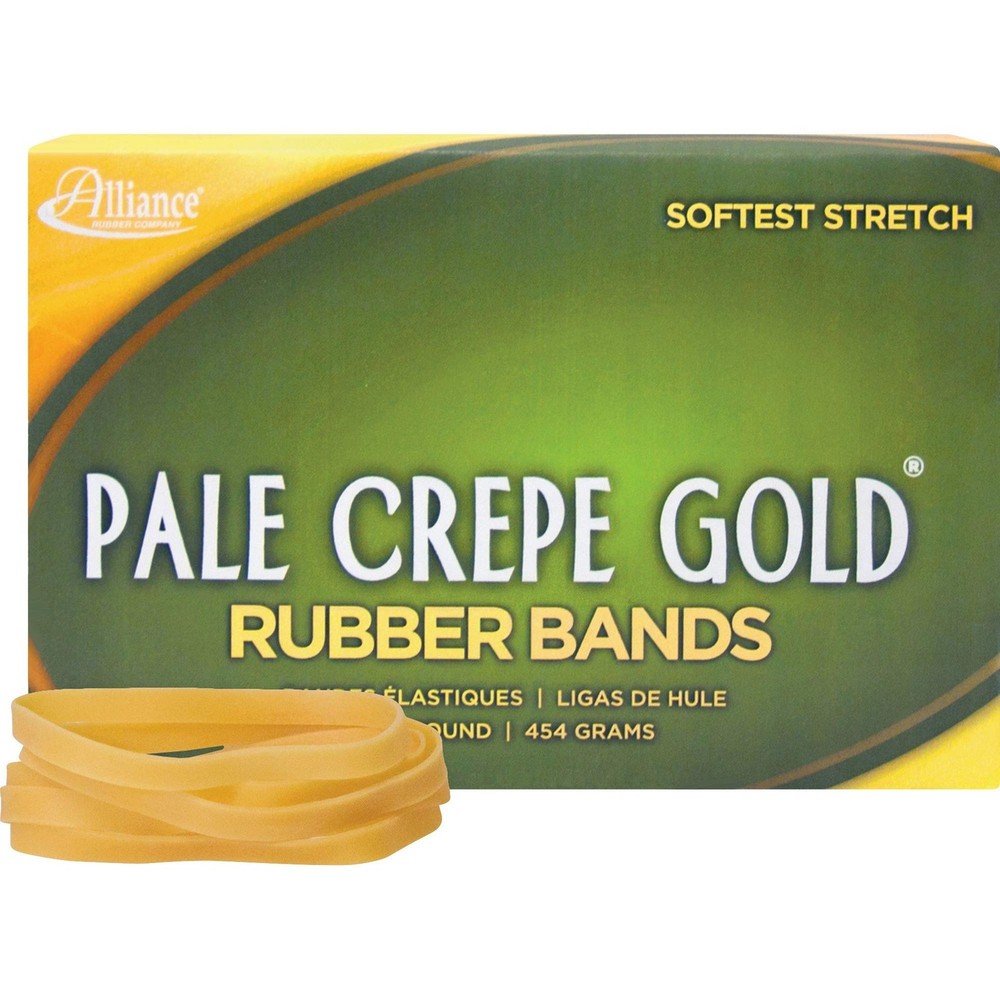 Alliance Pale Crepe Gold Rubber Bands, Size #64 (3-1/2″ x 1/4″), Approx. 445 …