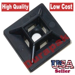 100 PCS 4 Way Cable Wire Tie Mount Base 3/4″ Black Secure Adhesive Back Glue