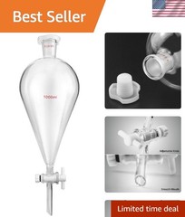 1000ml Separatory Funnel – Clear Glass & Conical Design for Precision