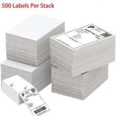 500/Stack 4x 6 Fanfold Direct Thermal Shipping Labels for Zebra & Rollo Printers