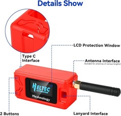 2 Sets Meshtastic LoRa V3 ESP32 Board Heltec V3 + 915MHz Antenna + Case+ Battery