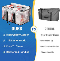 Heavy Duty Clear Moving Bags 6Pk Large Storage Totes With Handles Zipper