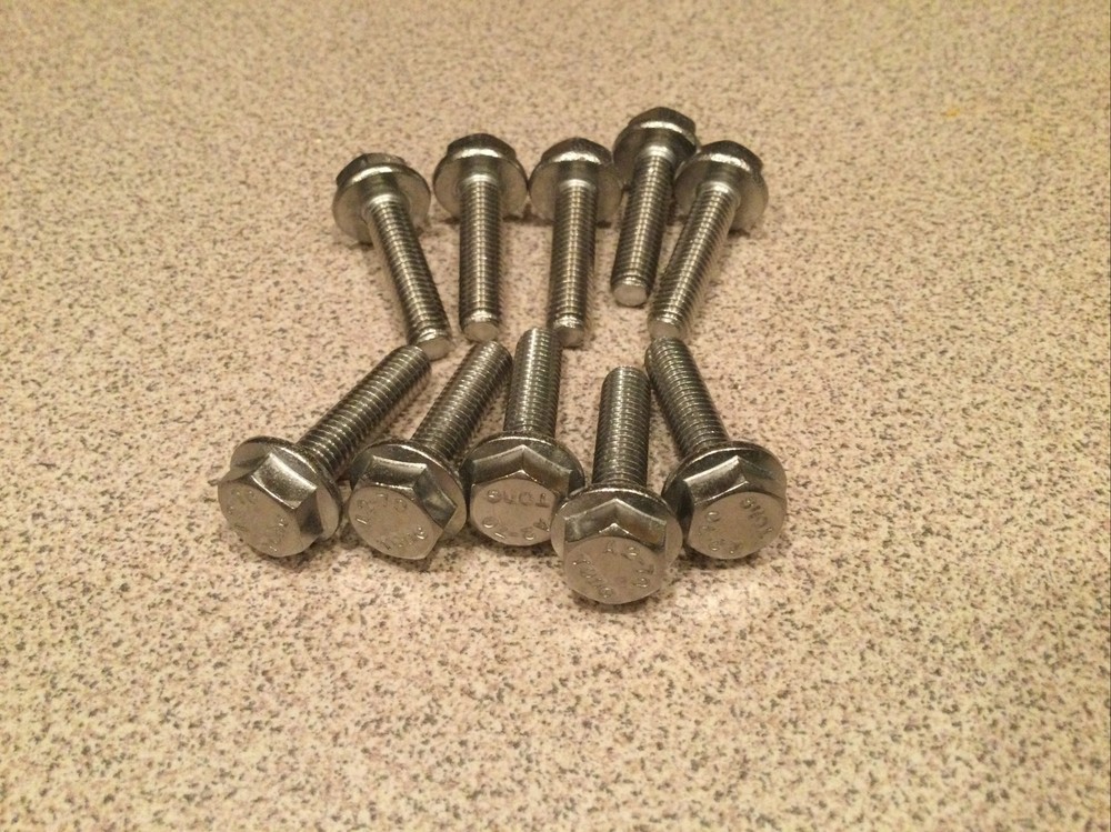 (10) M6 X 1.00 X 25 Stainless Steel DIN 6921 A2 Hex Flange Bolts M6x25mm Flange