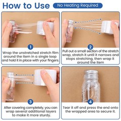 Mini Stretch Wrap Film Unheated Shrink Wrap Roll for Bottles/Jars Seal Packing (
