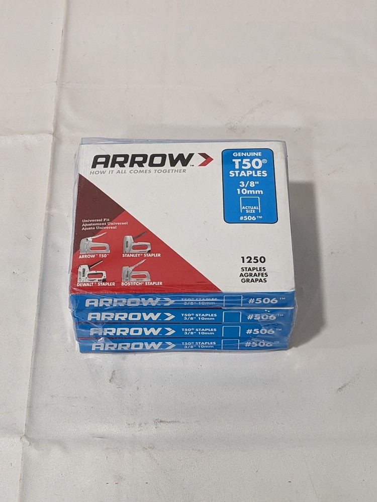ARROW High Carbon Steel Heavy-Duty Staple: 3/8″ Leg Length 4 Packs #506