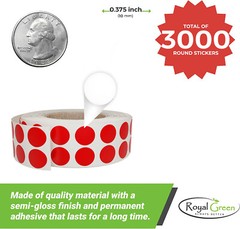 Royal Green Color-Coding Dot Stickers on Rolls 10MM (3/8 Inch) 3000 Labels