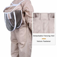 XXL Full Body Anti-bee Suit Cotton Beekeeping Clothing w/Veil Hood&Gloves Unisex