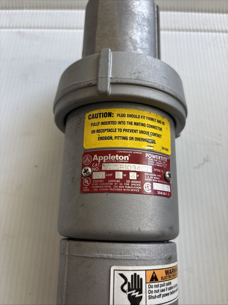 NIB – Appleton – ACP1034BC – 100 Amp Plug Assy