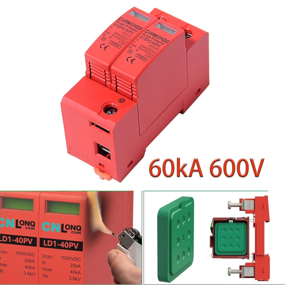 Surge Protector Protective Device DC 600V 2Pole 60kA Lighting Arrester Device