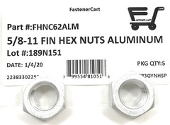 (5) 5/8-11 Finished Hex Nuts Aluminum – Solid Aluminum (5 Pieces)